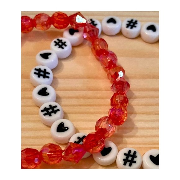 Handmade Hashtag Love Bead Bracelet Set - Picture 2 of 2